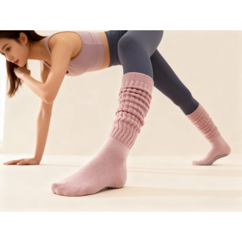 Yoga Fitness Youtube - Kadın Pamuklu Kaymaz Pilates Çorapları Uzun
